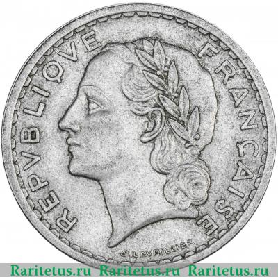 5 франков (francs) 1947 года   Франция