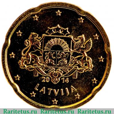 20 евро центов (евроцентов, euro cent) 2014 года   Латвия