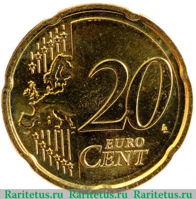 Реверс монеты 20 евро центов (евроцентов, euro cent) 2014 года   Латвия