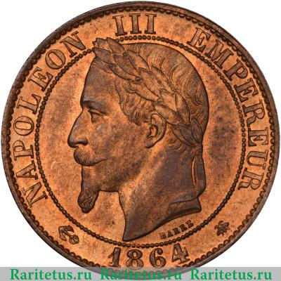 5 сантимов (centimes) 1864 года A  Франция