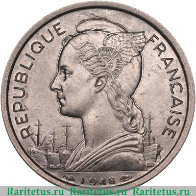 2 франка (francs) 1948 года   Реюньон