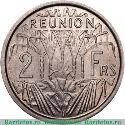 Реверс монеты 2 франка (francs) 1948 года   Реюньон