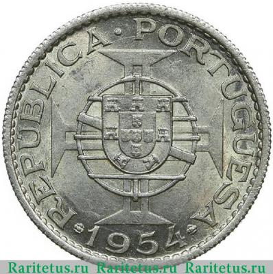 Реверс монеты 10 эскудо (escudos) 1954 года   Мозамбик