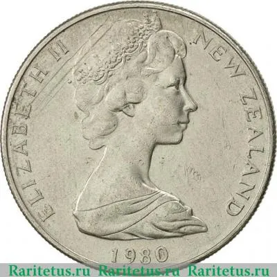20 центов (cents) 1980 года   Новая Зеландия