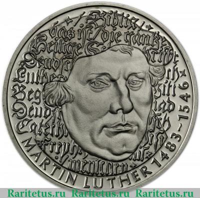 Реверс монеты 5 марок (deutsche mark) 1983 года  Лютер Германия