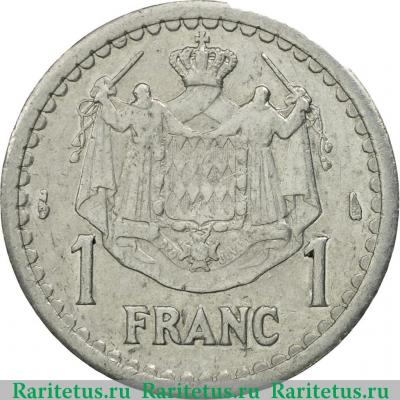 Реверс монеты 1 франк (franc) 1943 года   Монако