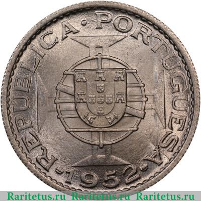 Реверс монеты 10 эскудо (escudos) 1952 года   Ангола
