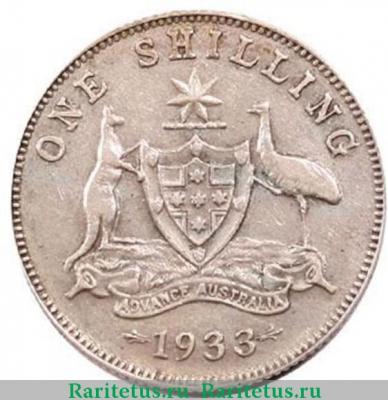 Реверс монеты 1 шиллинг (shilling) 1933 года   Австралия