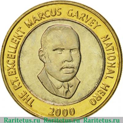 Реверс монеты 20 долларов (dollars) 2000 года   Ямайка