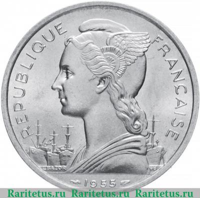 5 франков (francs) 1955 года   Реюньон