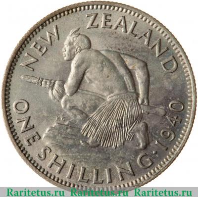 Реверс монеты 1 шиллинг (shilling) 1940 года   Новая Зеландия