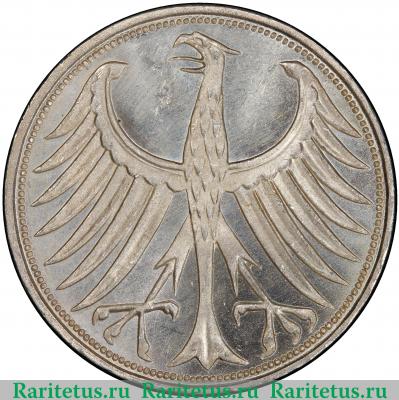 5 марок (deutsche mark) 1960 года G  Германия