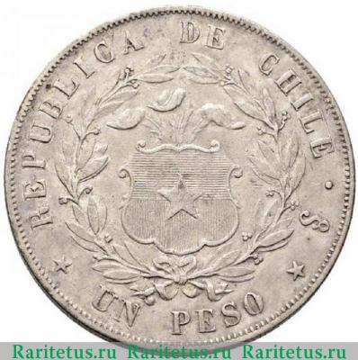 Реверс монеты 1 песо (peso) 1856 года   Чили