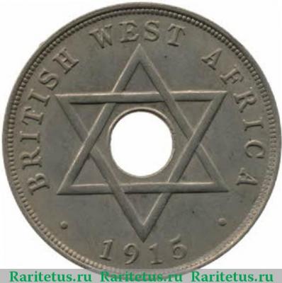 Реверс монеты 1 пенни (penny) 1915 года   Британская Западная Африка