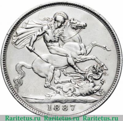 Реверс монеты 1 крона (crown) 1887 года   Великобритания