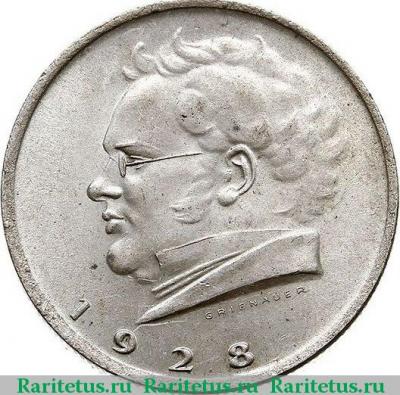 Реверс монеты 2 шиллинга (shilling) 1928 года   Австрия