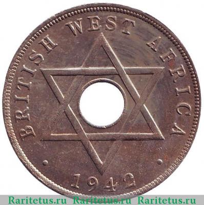 Реверс монеты 1 пенни (penny) 1942 года   Британская Западная Африка