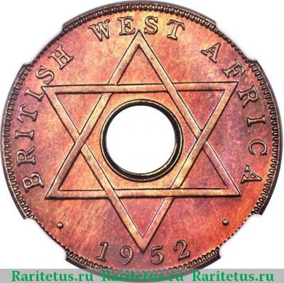 Реверс монеты 1/2 пенни (penny) 1952 года KN  Британская Западная Африка