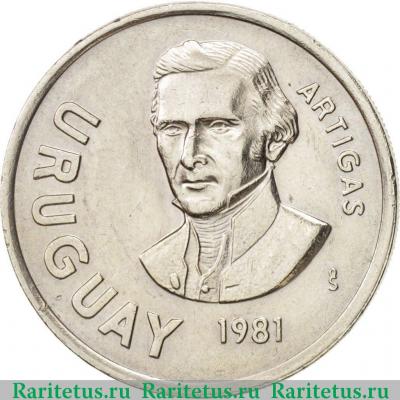 10 новых песо (nuevos pesos) 1981 года   Уругвай
