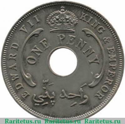 1 пенни (penny) 1909 года   Британская Западная Африка