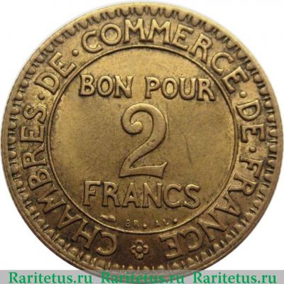 Реверс монеты 2 франка (francs) 1922 года   Франция