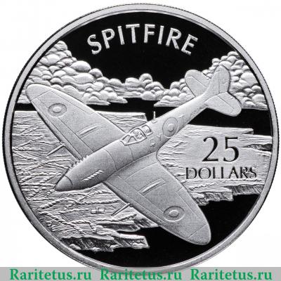 Реверс монеты 25 долларов (dollars) 2003 года  Spitfire Соломоновы Острова proof