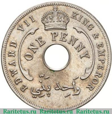 1 пенни (penny) 1908 года   Британская Западная Африка