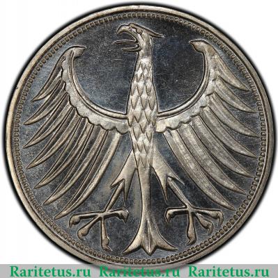 5 марок (deutsche mark) 1959 года G  Германия