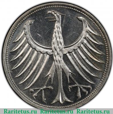 5 марок (deutsche mark) 1957 года J  Германия