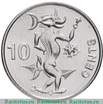 Реверс монеты 10 центов (cents) 2012 года   Соломоновы Острова