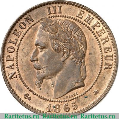 10 сантимов (centimes) 1865 года A  Франция