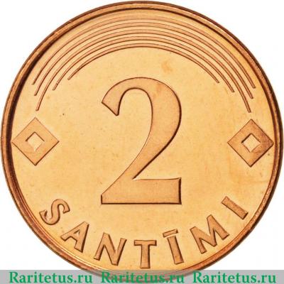 Реверс монеты 2 сантима (santimi) 2000 года   Латвия