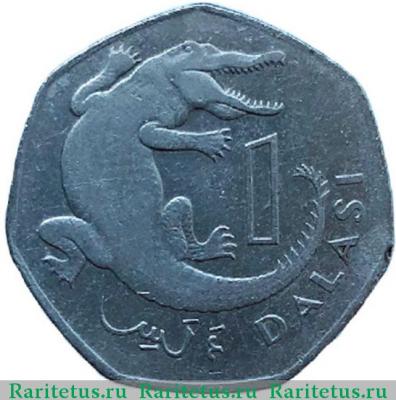 Реверс монеты 1 даласи (dalasi) 2011 года   Гамбия