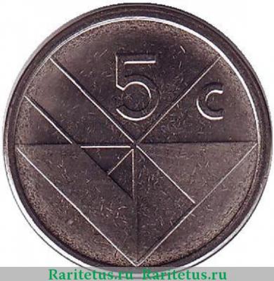 Реверс монеты 5 центов (cents) 2009 года   Аруба