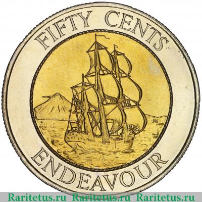 Реверс монеты 50 центов (cents) 1994 года   Новая Зеландия