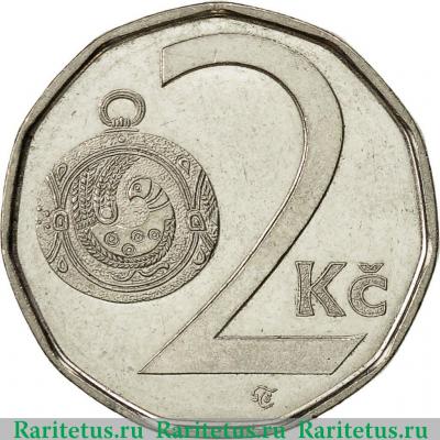 Реверс монеты 2 кроны (koruny) 2001 года   Чехия