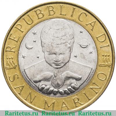 1000 лир (lire) 1999 года   Сан-Марино