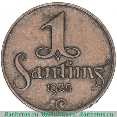 Реверс монеты 1 сантим (santims) 1935 года   Латвия