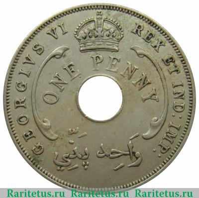1 пенни (penny) 1940 года  без букв Британская Западная Африка