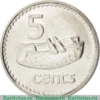 Реверс монеты 5 центов (cents) 1999 года   Фиджи