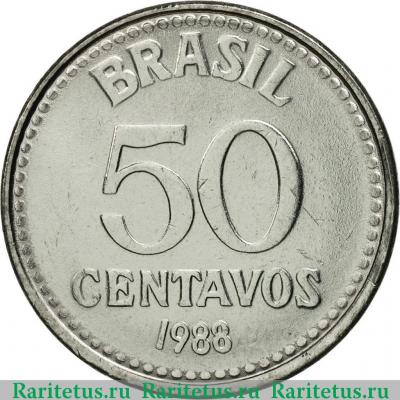 Реверс монеты 50 сентаво (centavos) 1988 года   Бразилия
