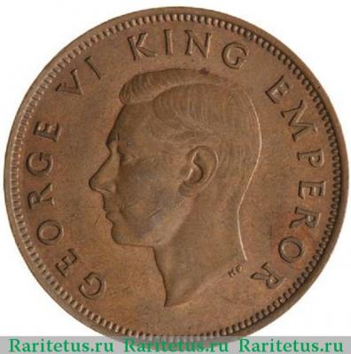 1/2 пенни (penny) 1944 года   Новая Зеландия