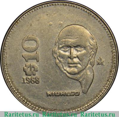 Реверс монеты 10 песо (pesos) 1988 года   Мексика