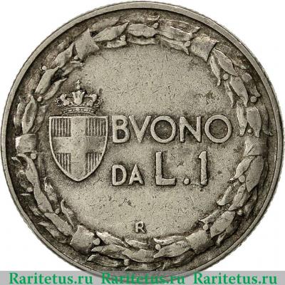 Реверс монеты 1 лира (lira) 1923 года   Италия