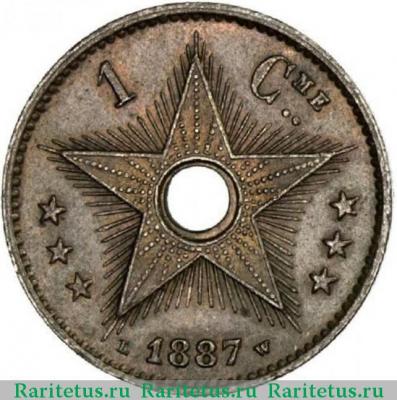 Реверс монеты 1 сантим (centime) 1887 года   Свободное государство Конго
