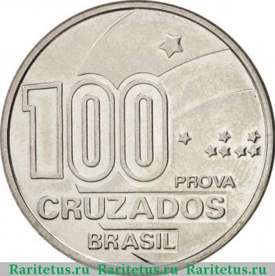 Реверс монеты 100 крузадо (cruzados) 1988 года  мужчина Бразилия