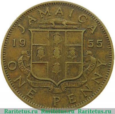 Реверс монеты 1 пенни (penny) 1955 года   Ямайка