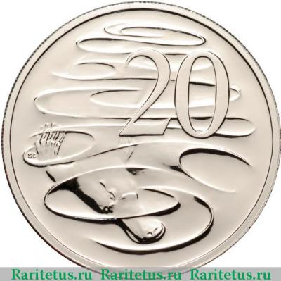 Реверс монеты 20 центов (cents) 2010 года  утконос Австралия