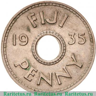 Реверс монеты 1 пенни (penny) 1935 года   Фиджи