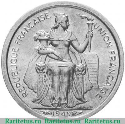 50 сантимов (centimes) 1949 года   Французская Океания